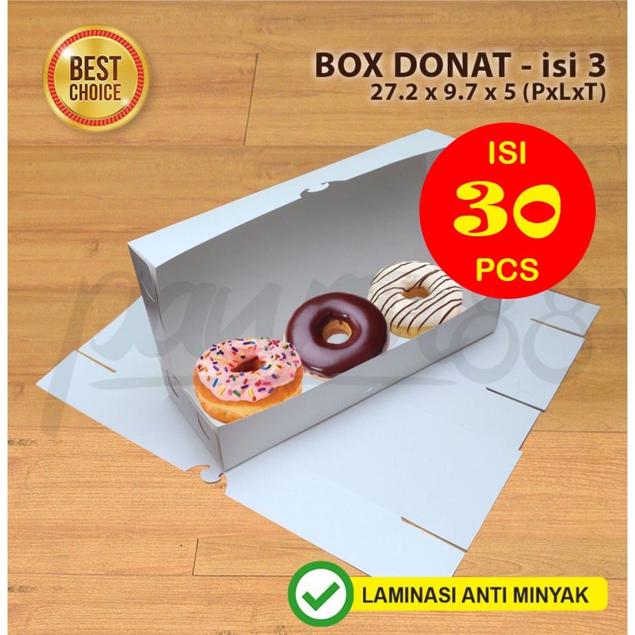 

Kotak Donat - Box Donat - Dus Donat PUTIH - isi 3 - (30 Pcs)