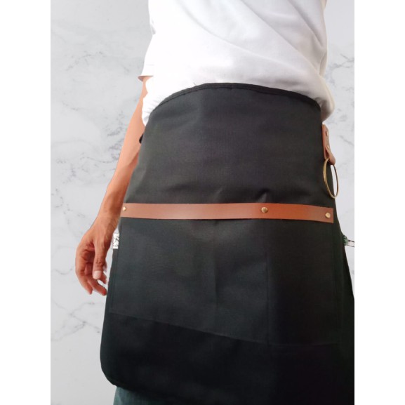 apron setengah badan cowok cewek custom antiair hitam setengah pinggang