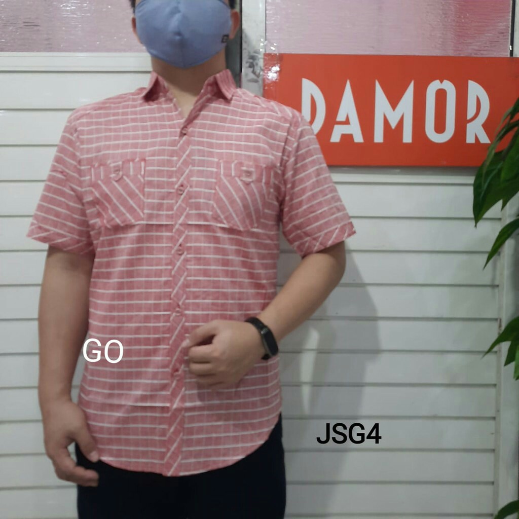 gos JSH DAMOR (CRESSIDA) KEMEJA Cowok Pakaian Pria Kemeja Dewasa Slimfit Lengan Pendek