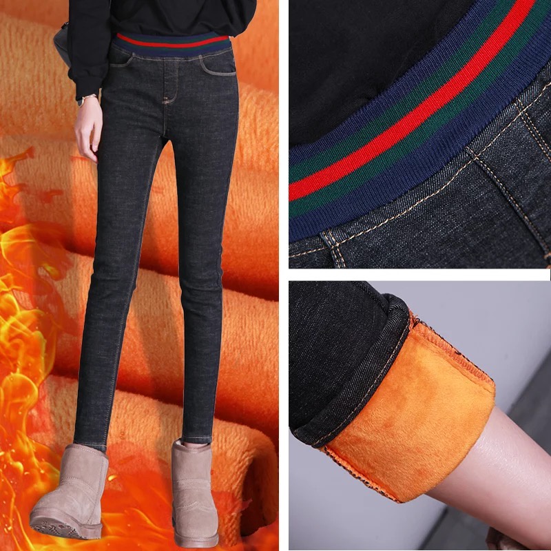 Celana jeans wanita velvet untuk musim dinginWinter thermal pants