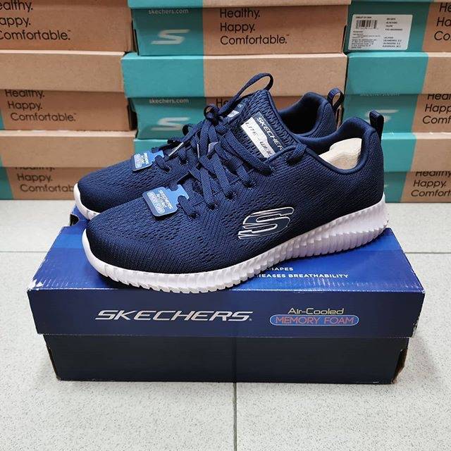 skechers air cooled memory foam navy