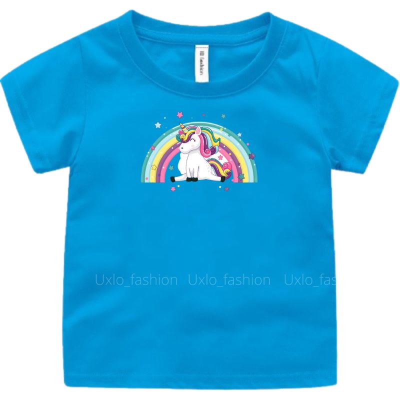 BAJU KAOS ANAK PEREMPUAN MURAH MOTIF UNICORN KUDA PONY LUCU UMUR 2 3 4 5 6 7 8 9 TAHUN SIZE S M L XL UXLO FASHION