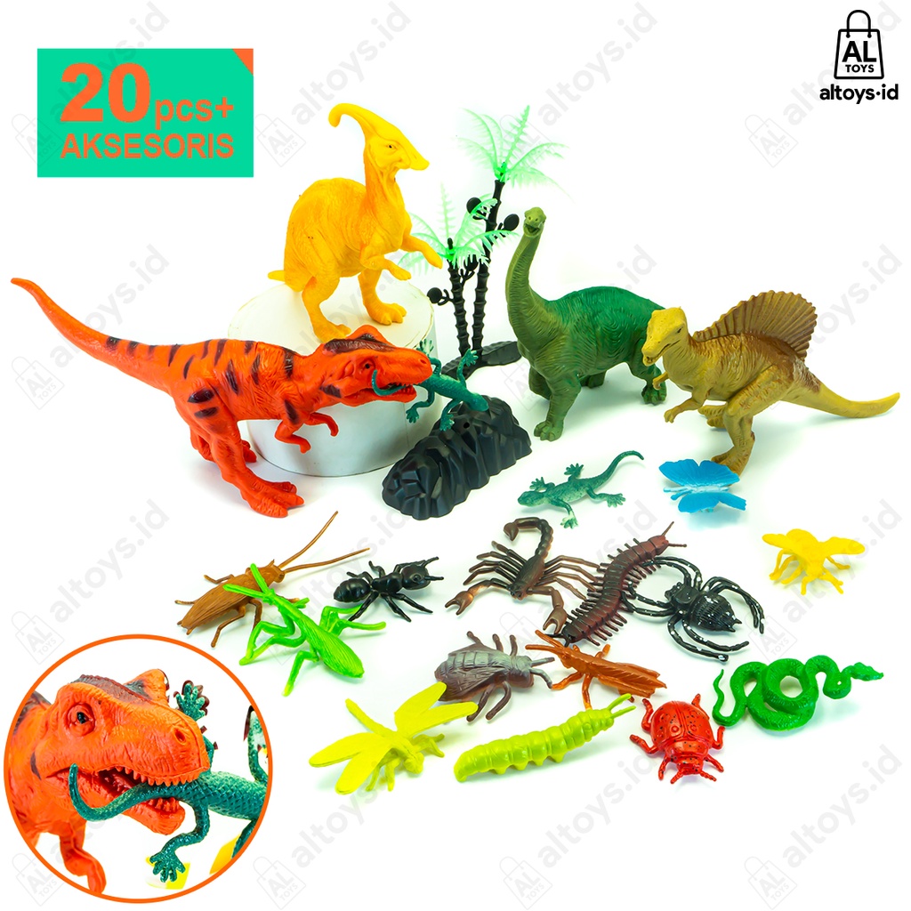 Animal Dinosaurus Reptil Inssects / Mainan Hewan Dino Karet dan Serangga set