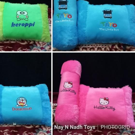 ❊ Bantal Guling Anak Karakter Tayo Hello Kitty Doraemon Keroppi Pooh - Doraemon Biru ♠