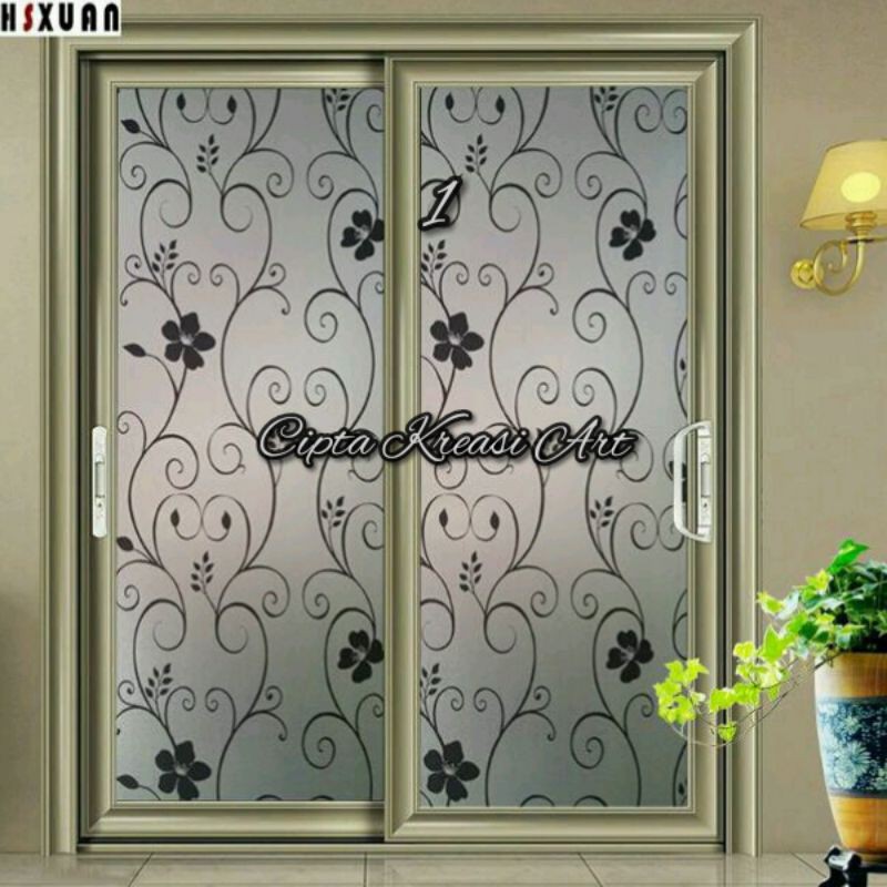 Stiker kaca/sticker kaca motif jendela pintu rumah / sticker sandblast motif / pelapis kaca