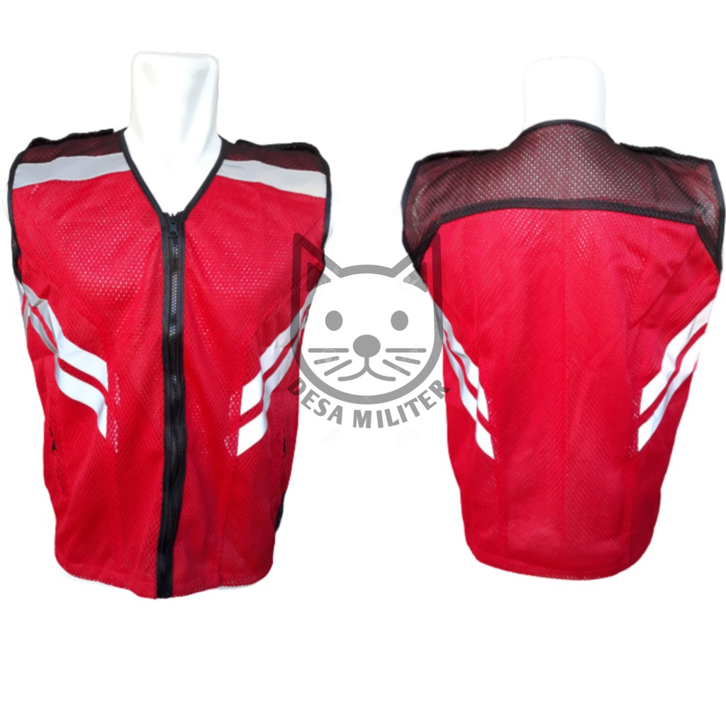 Rompi Jaring Safety Merah - Rompi Jala Merah