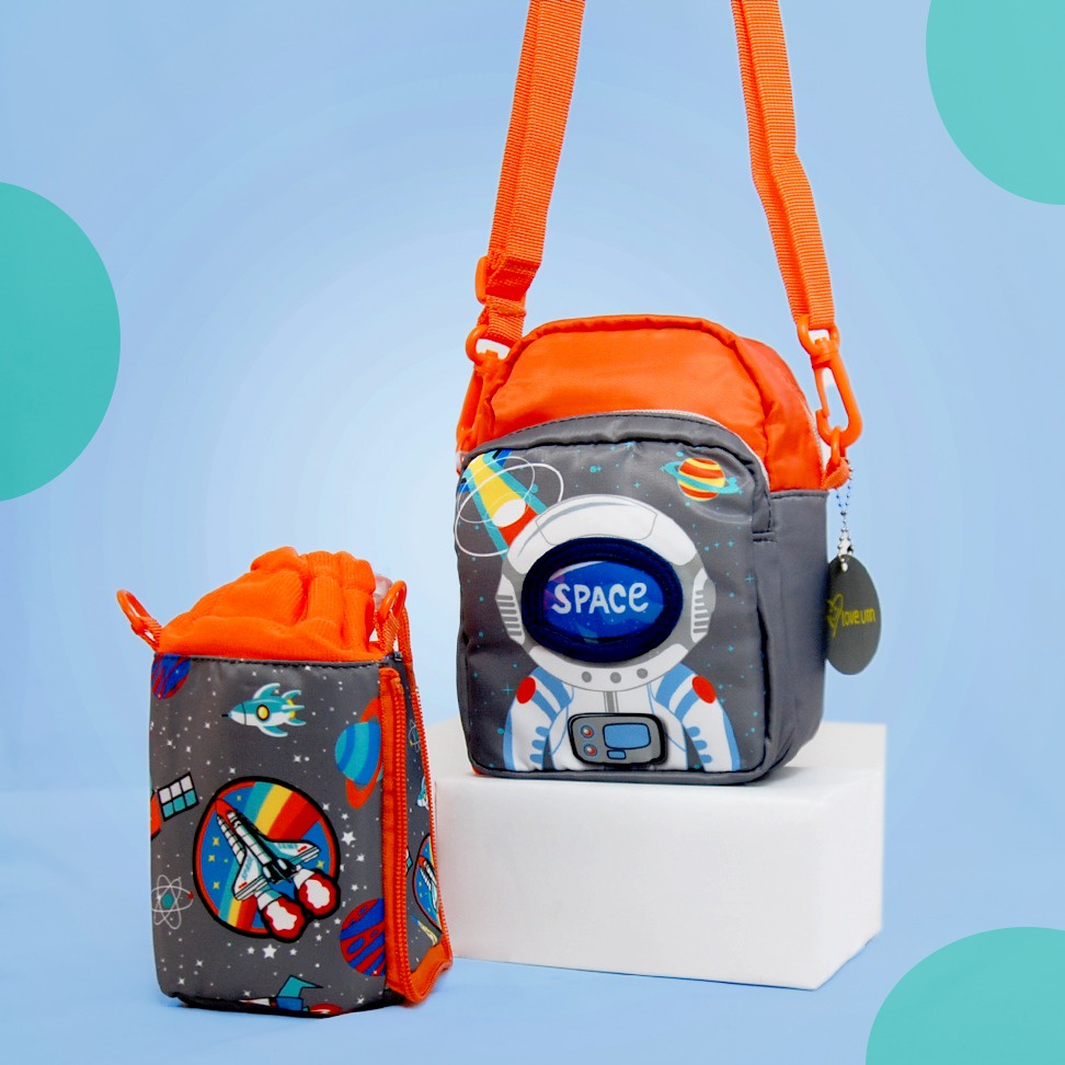 VEST Tas selempang anak dengan kantong botol DINO/UNICORN/ASTRONOT U2042