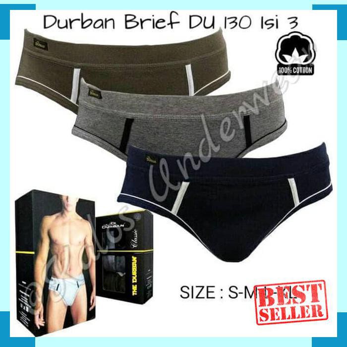 Terlaris Celana Dalam Pria DURBAN DU 130 Bahan Katun Isi 3