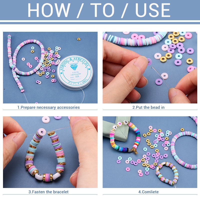 Manik -manik Polimer Bulat Datar Disk Longgar Spacer Slice Beads Untuk Perhiasan Membuat Gelang Diy