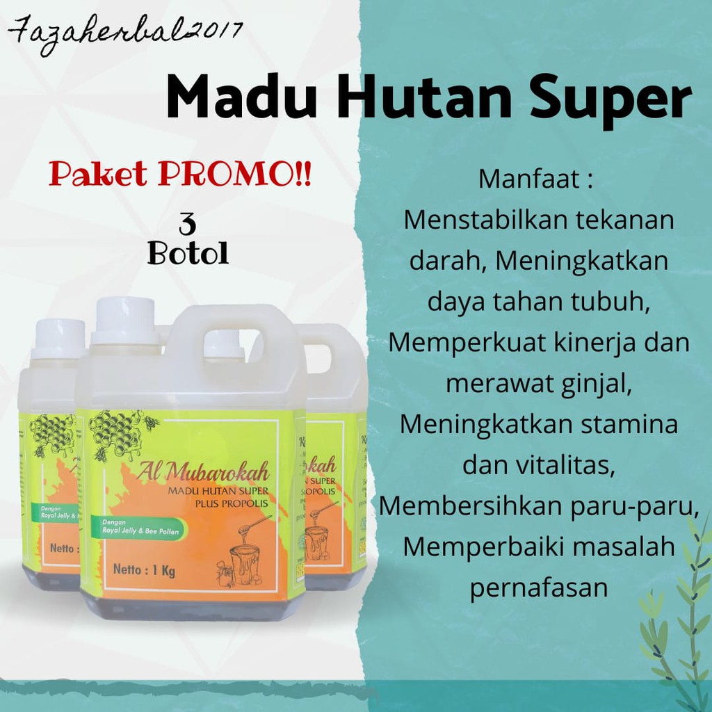 PAKET PROMO 3 Madu Hutan Super Plus Propolis 1 kg