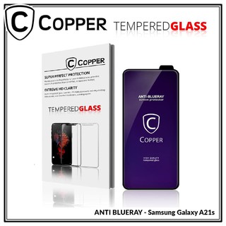 Samsung A21s - COPPER Tempered Glass Full Blue Ray