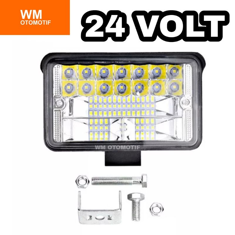 Lampu Tembak Sorot 24 Volt LED CWL 30 Mata CREE Truk Bus Canter Tronton Traktor 4 Inch 3 Kabel Putih Kuning Jauh Dekat 2 Warna High Low Hi Lo Utama Depan Offroad Truck Bis Fuso Hino Tractor Alat Berat Bar Cree LightBar Work Light Motor Mobil White Yellow