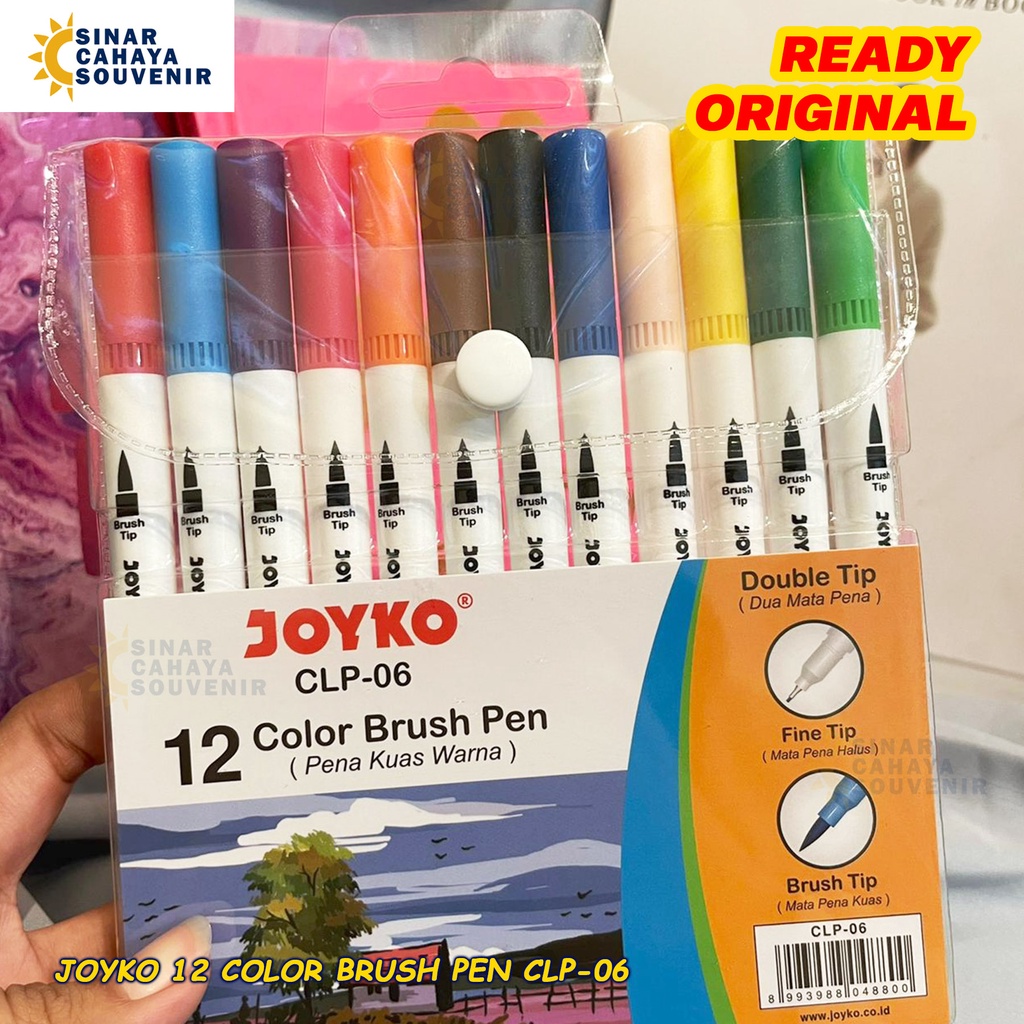 

Spidol Joyko Brush Pen CLP-06 | Pena Kuas 1 Set 12 Warna | ATK Sekolah Kantor Spidol Mewarnai Menggambar