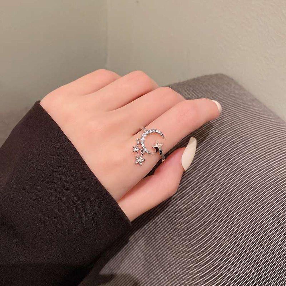 Mxbeauty Wanita Cincin Tidak Teratur Menawan Terbuka Rings Bulan Geometris Gadis Hadiah Fashion Perhiasan