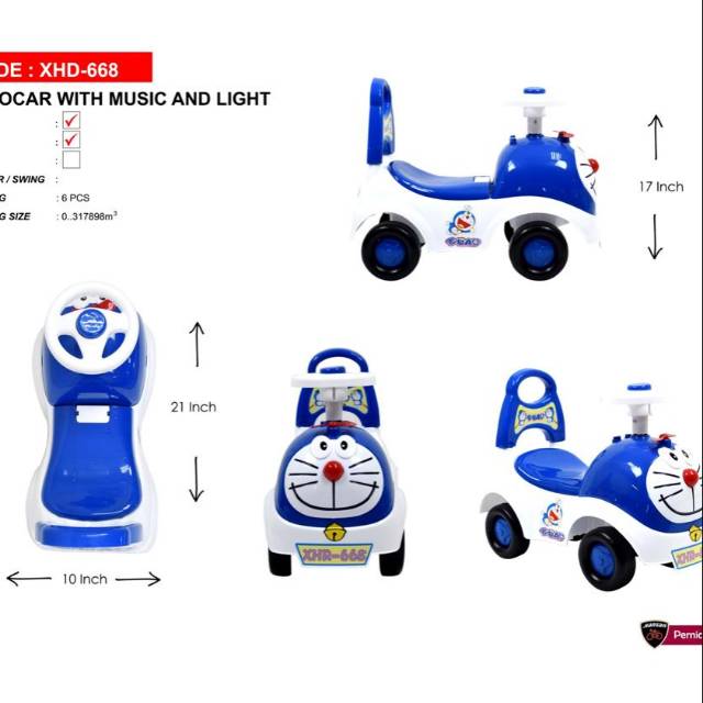  FISHER mobil  ride on doraemon mainan  dorongan  anak 
