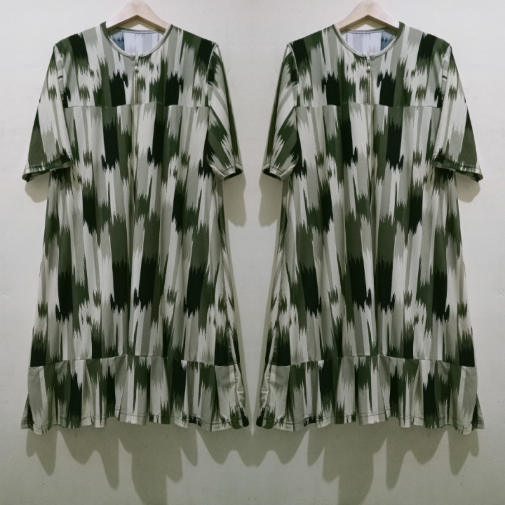 DRESS REMPEL KELILING DASTER SUSUN SUPER JUMBO MAT JERSEY KOREA/MIDI DRESS SIZE