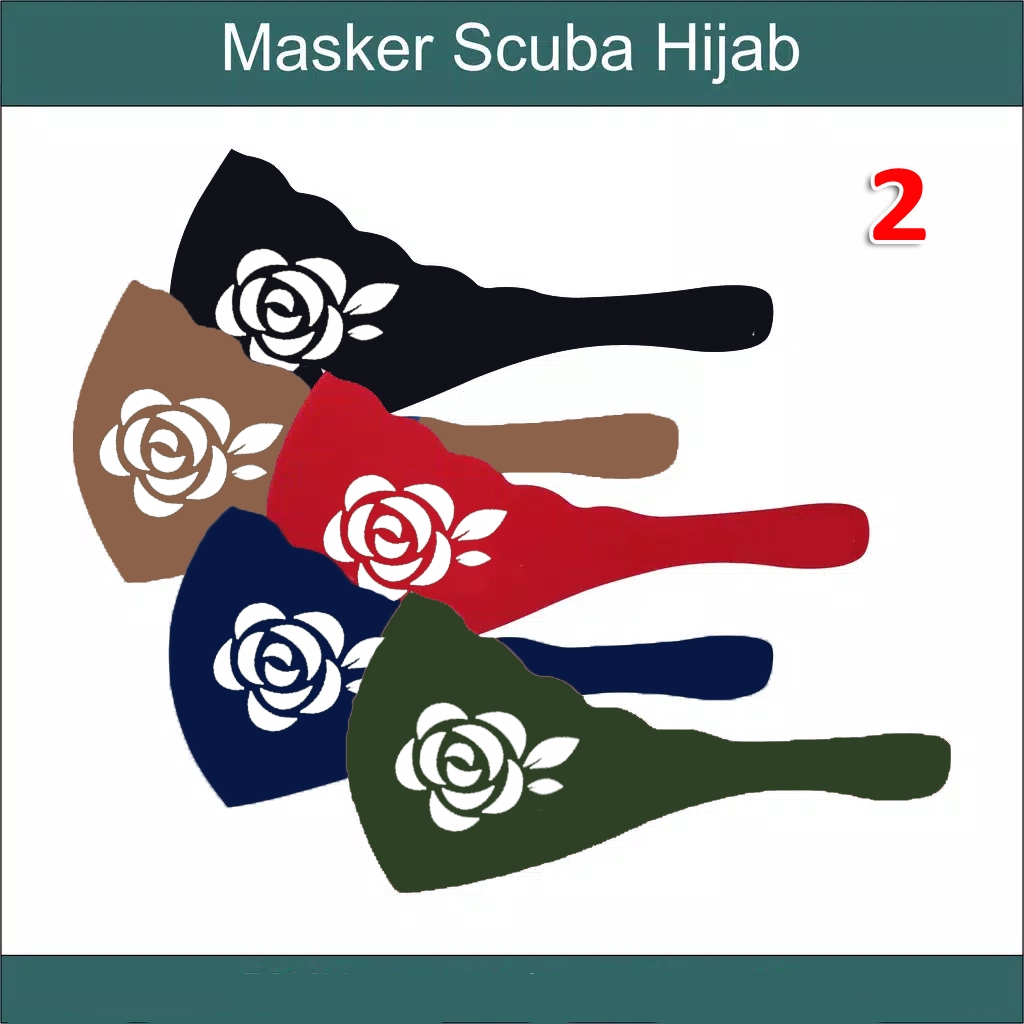 Masker Hijab motif 3 bahan scuba washable