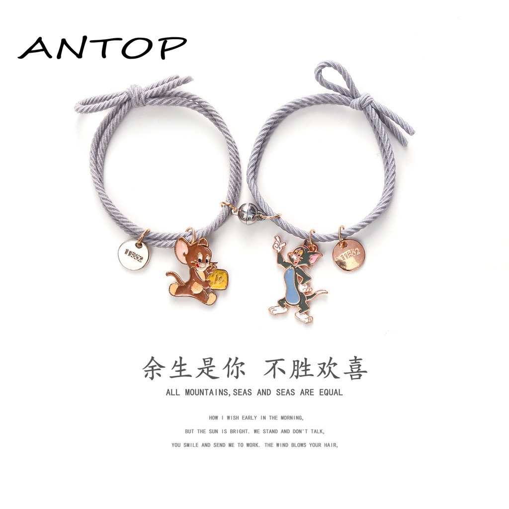 2 Paket Gelang Pasangan Magnet Liontin Kreatif Desain Astronot Pria Dan Wanita Gelang Magnetik ANTOP