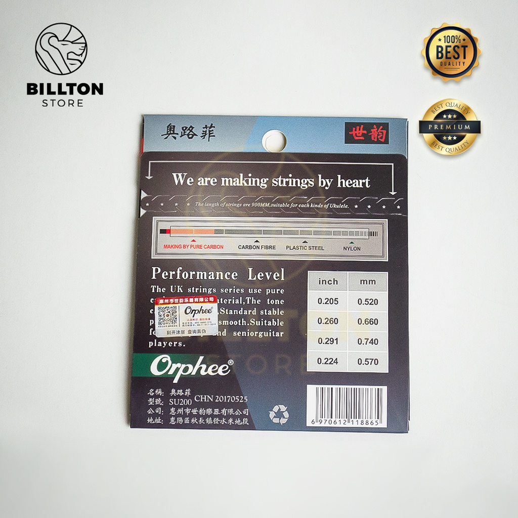 Senar Ukulele Original Orphee Pure Carbon Kualitas Premium