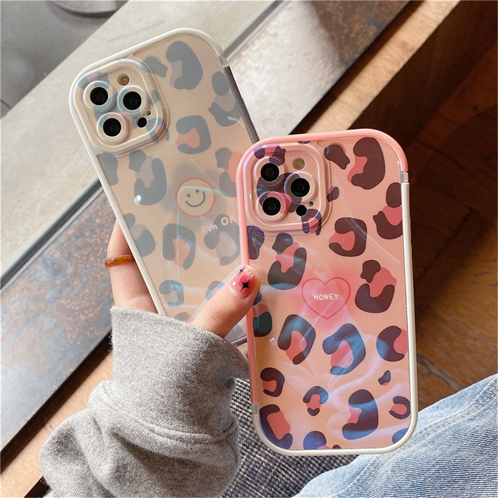 Soft Case Silikon Desain Leopard Untuk IPhone 12 13 11 Pro Max X Xs Max Xr Kxbk