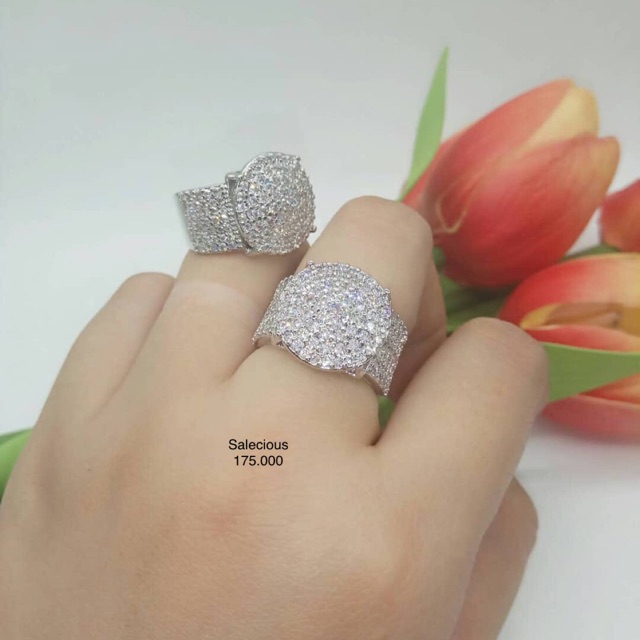 Cincin perhiasan Lapis emas luxury dengan zircon italy asli