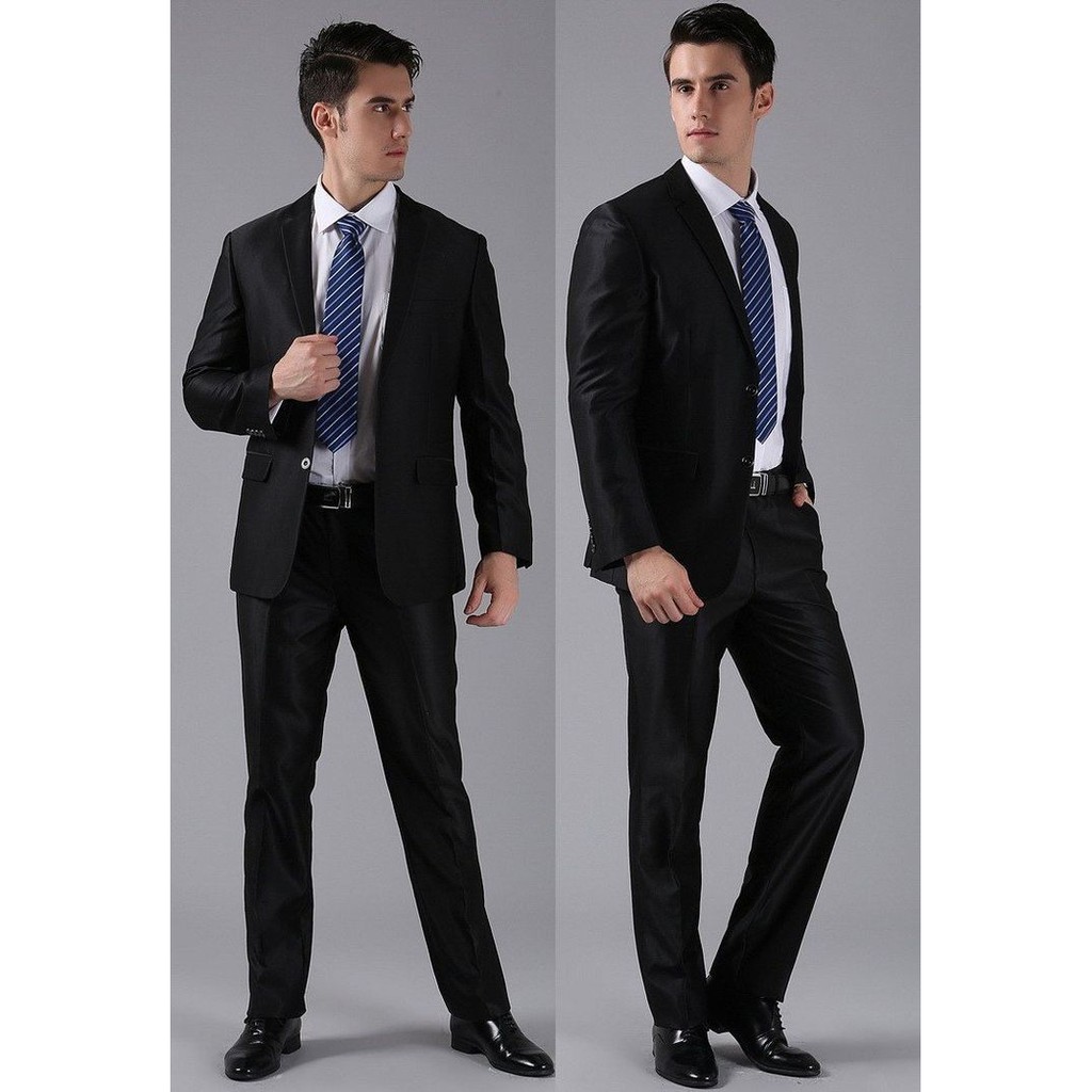 SETELAN BLAZER SLIMFIT PRIA WARNA HITAM 2IN1 SLIM SUIT HIGH TWIST ORIGINAL NIKAYU