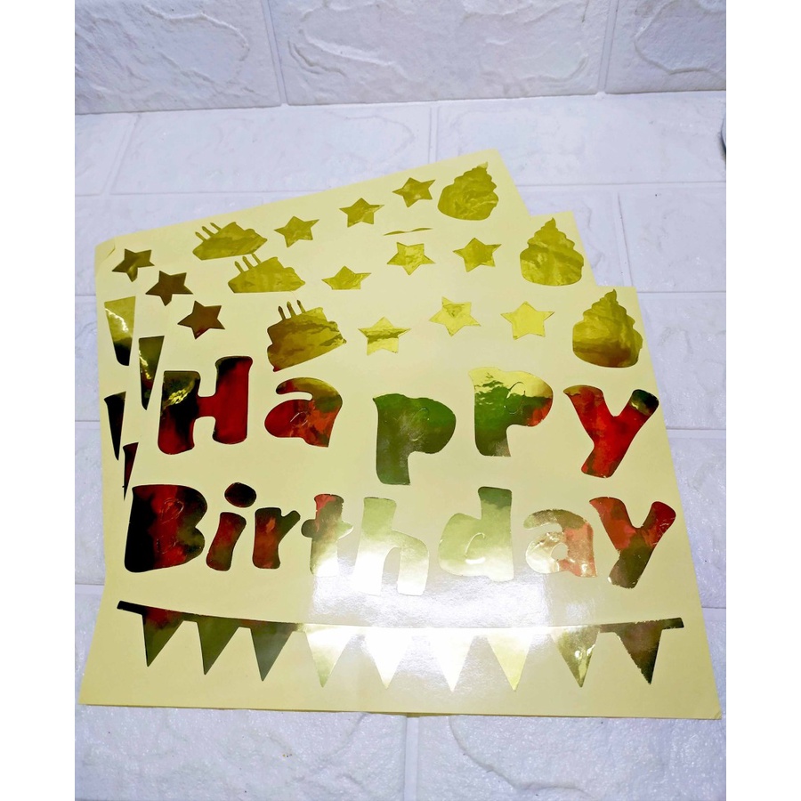 ( 3 pcs ) Sticker HAPPY BIRTHDAY - stiker Hiasan Box,Hampers