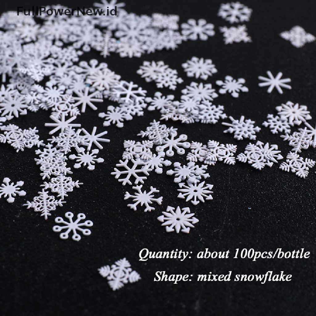 (Full) 1 Botol / 100pcs / Set Ornamen Snowflake Putih Untuk Dekorasi Nail Art 2022