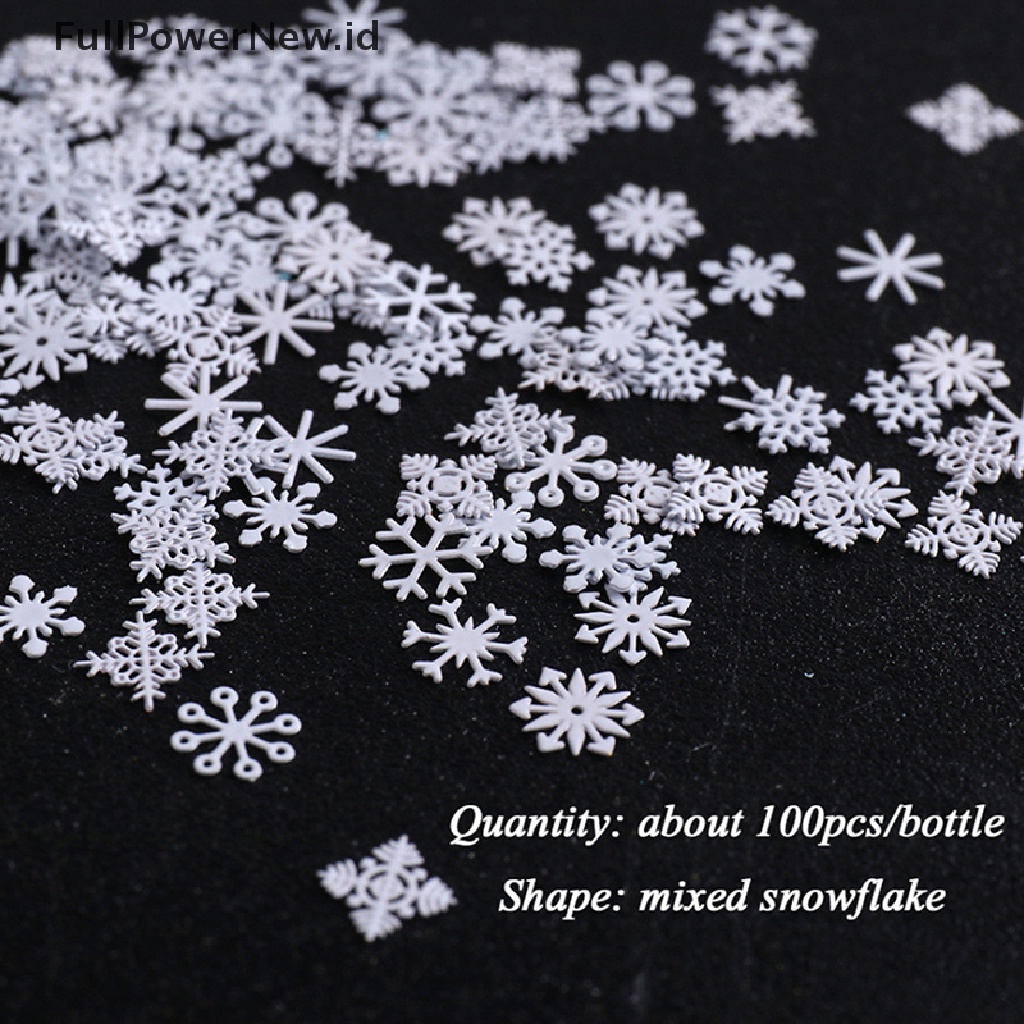 (Full) 1 Botol / 100pcs / Set Ornamen Snowflake Putih Untuk Dekorasi Nail Art 2022