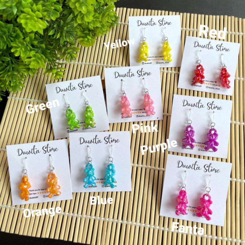 HANDMADE ANTING ANAK/DEWASA KAITAN PLASTIK MOTIF BERUANG(Stainless/Antikarat)