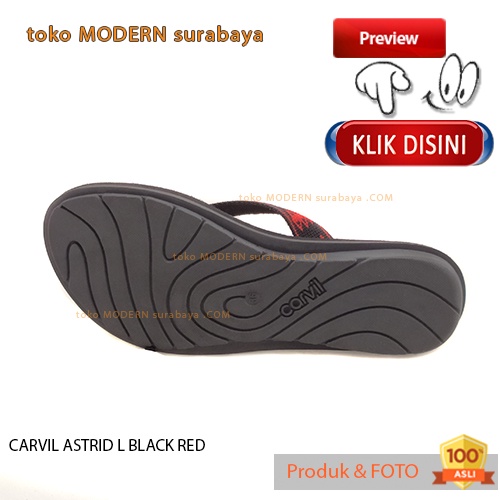 CARVIL ASTRID L BLACK RED sandal wanita casual sandal jepit