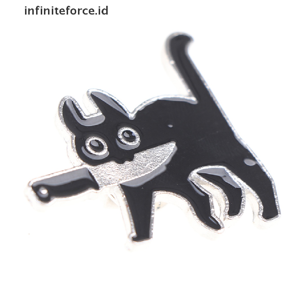 Bros Pin Enamel Bentuk Kartun Kucing Hitam Untuk Kerah Kemeja