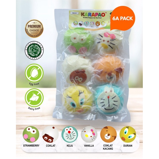 

KARAPAO Varian 6A isi 6pcs Bakpao Frozen Karakter Manis Cemilan sehat