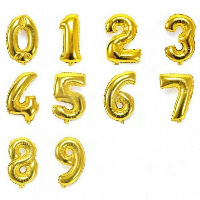 Balon foil angka - balon foil angka gold - balon foil gold