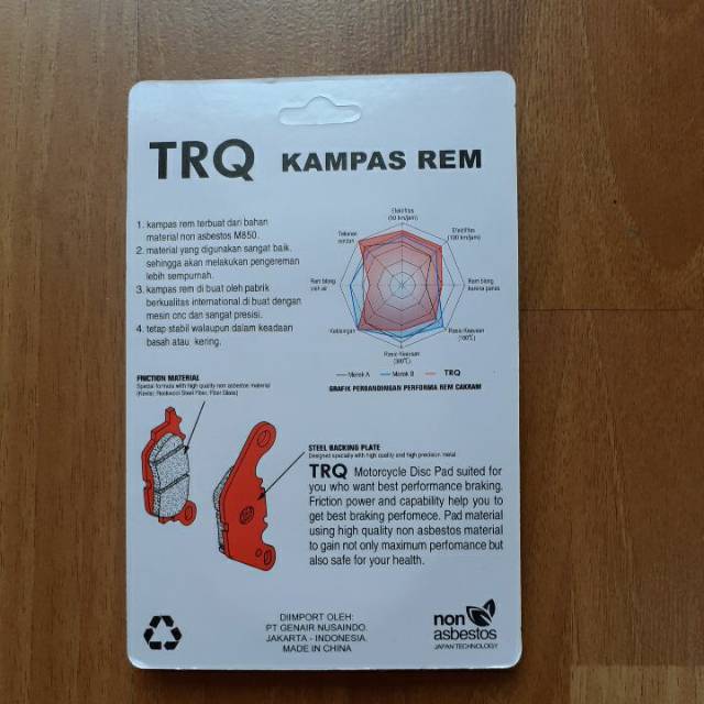 Dispad TRQ F1ZR / FORCE 1 / Vega R Lama / Jupiter Lama / Crypton / RxKing New Kampas Rem Depan-1