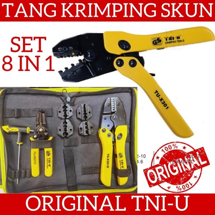 TNI-U TU-X301 Tang Krimping Skun Set 8 in 1 Mata Tang Bisa Diganti