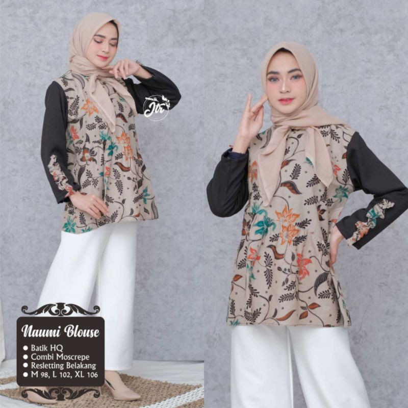 Batik wanita ASJ SA HRB026 Kenongo Kemeja Tosca Pendek-Bunga biru