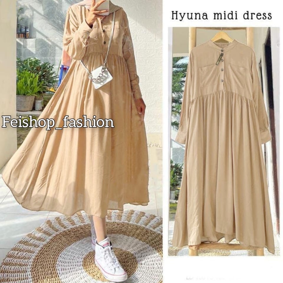 Hyuna Midi Dress l Dress Muslim Wanita Terbaru