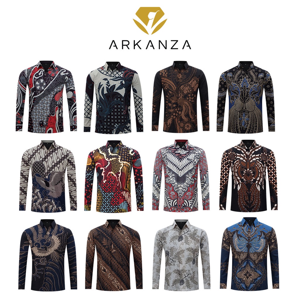 MOTIF TERBARU BATIK ARKANZA Hem Atasan Kemeja Baju Batik Pria Cowok Laki Laki Slimfit Full Lapis Furing Lengan Panjang Lengan Pendek Original Asli Solo Laweyan Size SM L Xl XXL Bahan Katun Premium Prabuseno Antasena Handara Mensbatik Bateeq