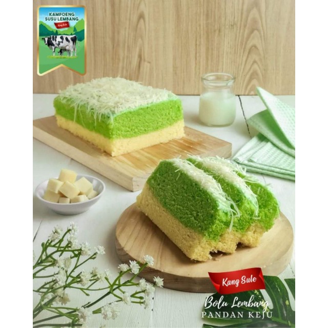 Bolu Lembang Pandan keju (Bisa ke luar kota,luar P.jawa) dus+buble wrap