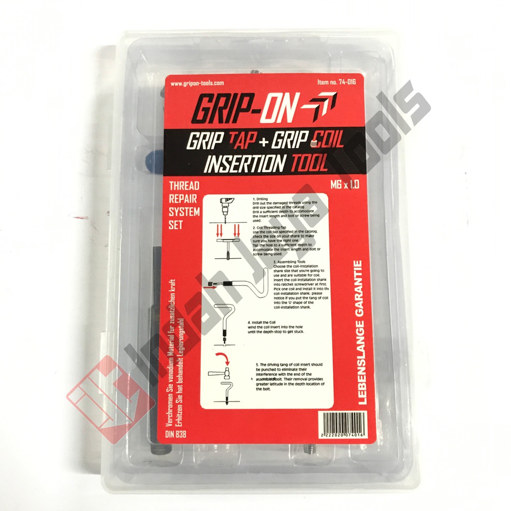 GRIP ON 74-016 Thread Repair System Set M6 x 1.0 - AlatTambah Drat Daging Recoil Set