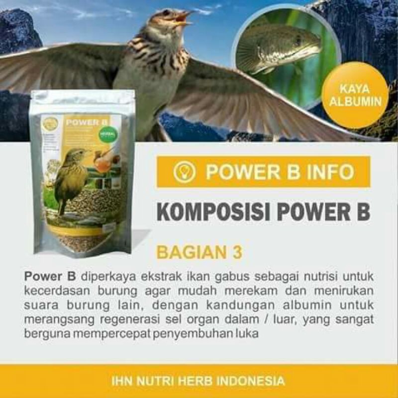 POWER B ORIGINAL - PAKAN BURUNG BRANJANGAN HERBAL - PAKAN BURUNG HERBAL - RAMUAN JAWA - HW PREMIUM