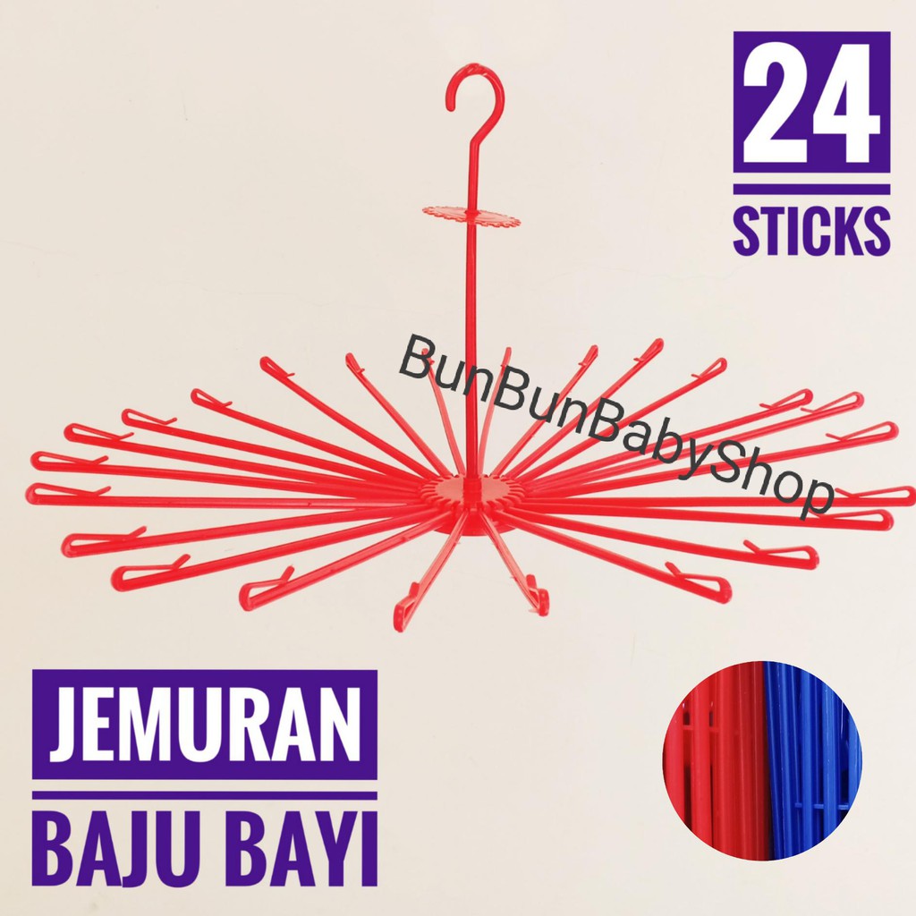 24 Stick MURAH Gantungan Baju Bayi Folding Hanger Baju Lipat Peralatan Jemuran Pakaian Baby Newborn