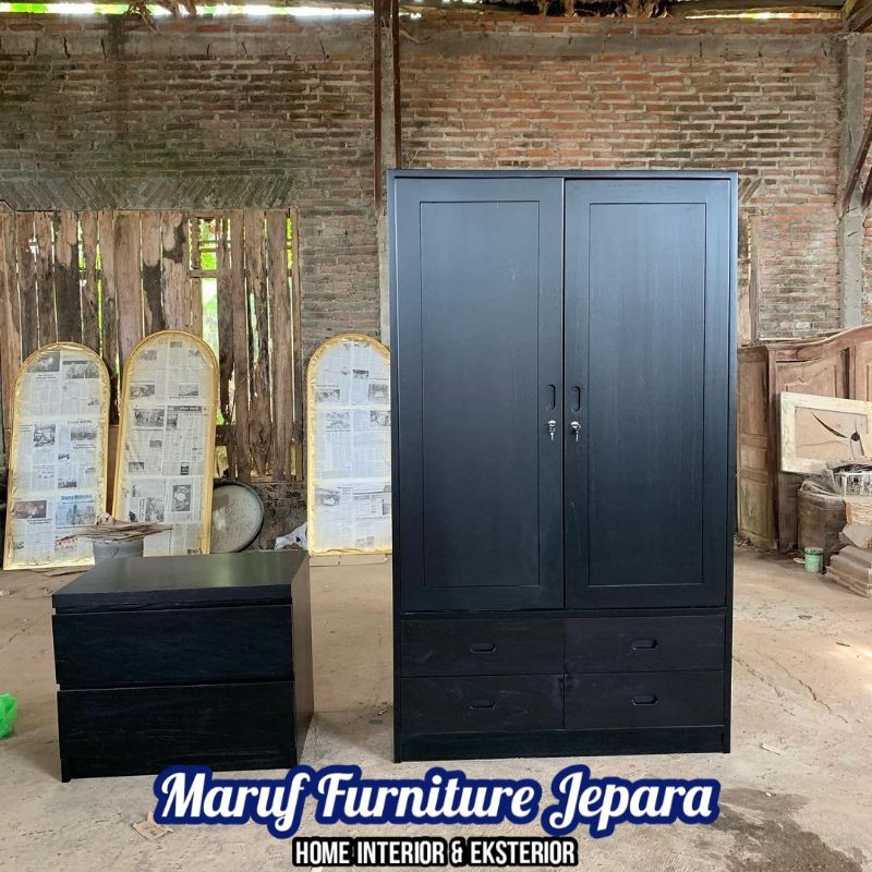 Lemari Baju / Pakaian Kayu Minimalis 2 Pintu