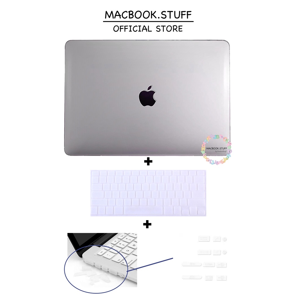 PAKET MACBOOK CASE TRANSPARAN CLEAR KEYBOARD DUSTPLUG NEW AIR PRO RETINA 11 12 13 14 15 16 INCH NON /  WITH CD ROOM / TOUCHBAR / TOUCH ID / M1 2020 2021 2022 ok