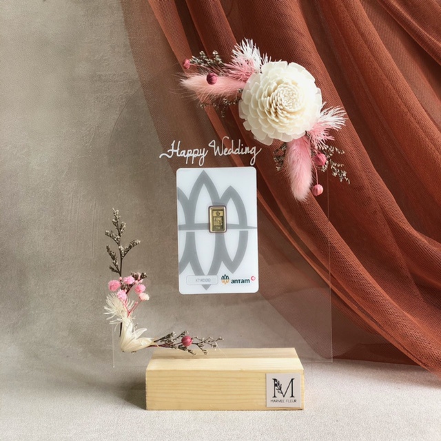Akrilik Custom Acrylic bunga kering dried flower hadiah kado ultah wisuda wedding valentine