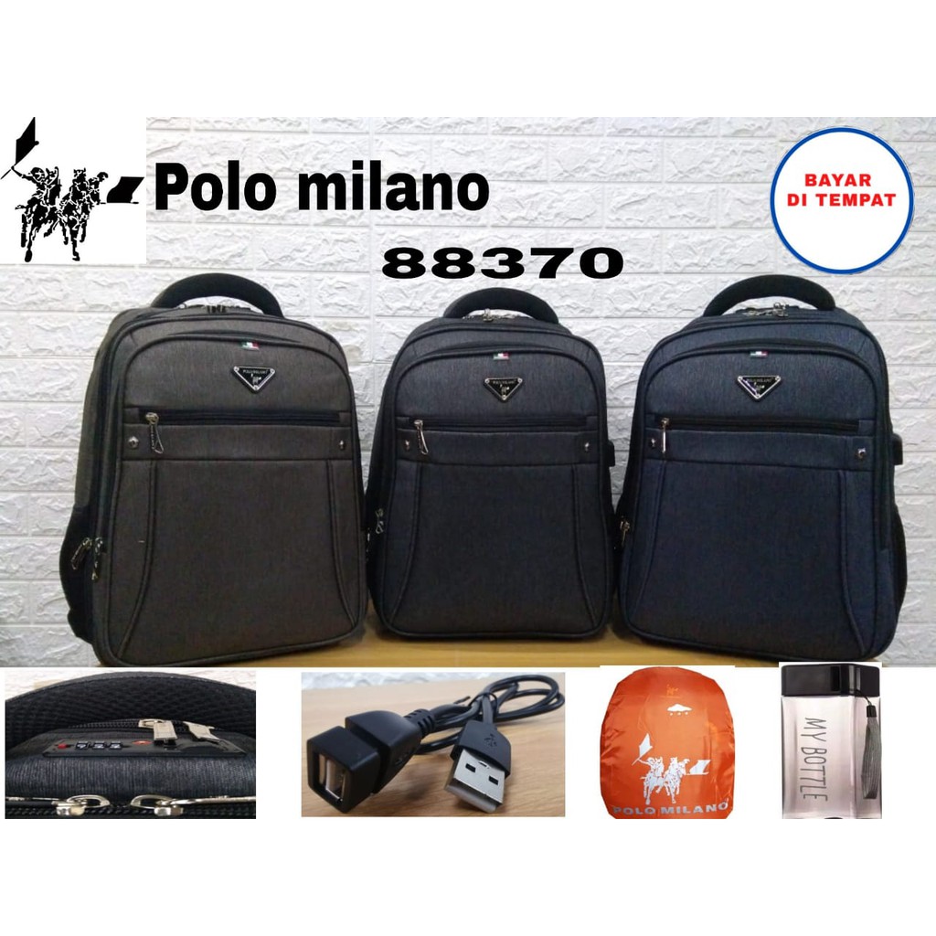 TAS RANSEL COWOK POLO MILANO - 88360 Tas Pria RANSEL KEKINIAN TERLARIS ANTI AIR USB CHARGER