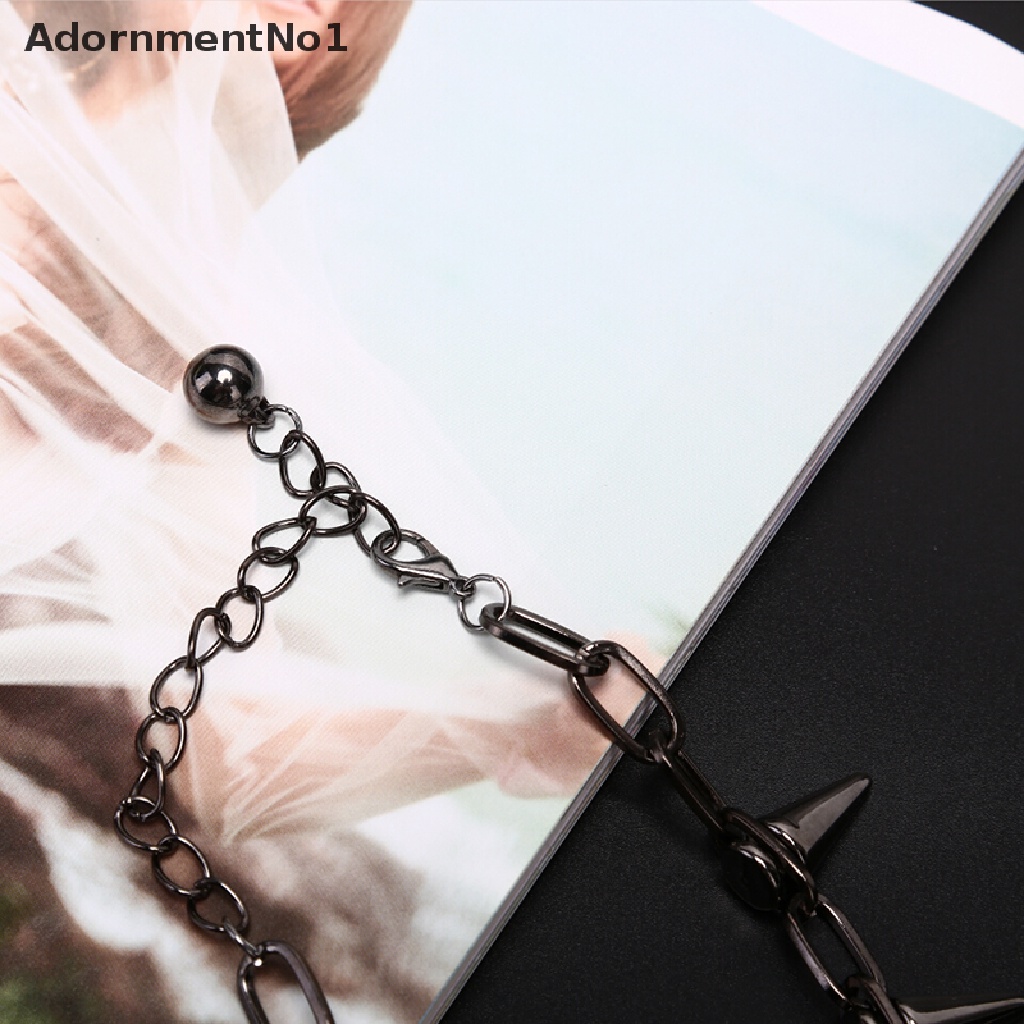 (AdornmentNo1) Kalung Choker Rantai Gaya Punk Rock Aksen Rivet Untuk Perhiasan Wanita