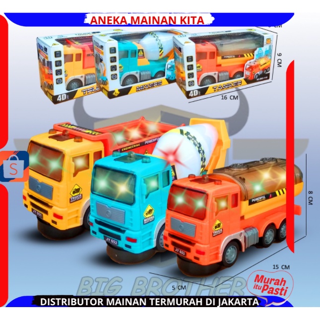 Promo Mainan mini truck tangker 4D ligths and musik /mainan Anak Laki mobil tangki JY653