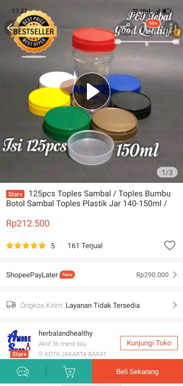 100pcs Toples Sambal / Toples Bumbu Botol Sambal Toples Plastik Jar 140-150ml /sambel/pet Murah